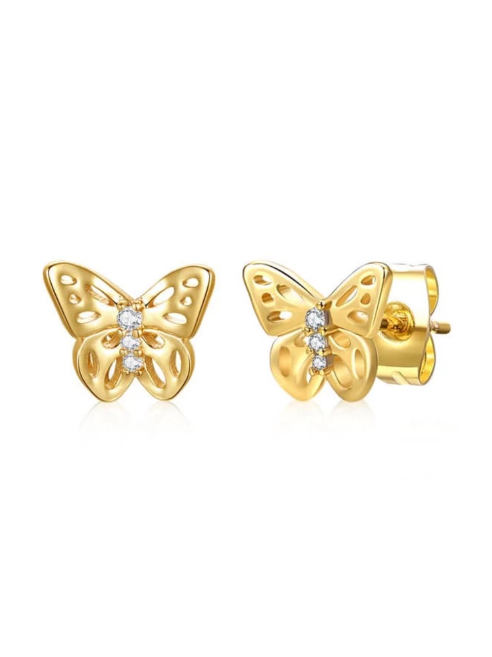 Rozzato 14k gold plated butterfly stud earrings for kids